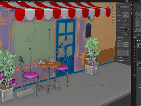 French Sidewalk Cafe 3D 模型