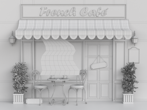 French Sidewalk Cafe 3D 模型