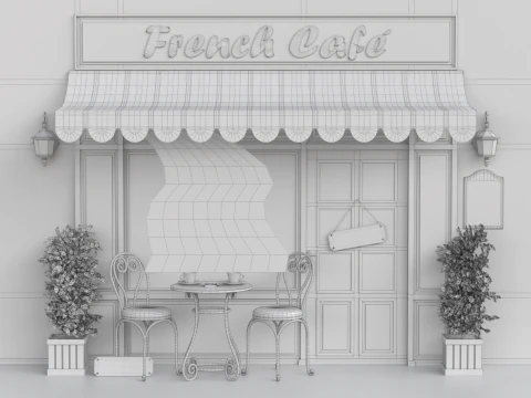 French Sidewalk Cafe 3D Model