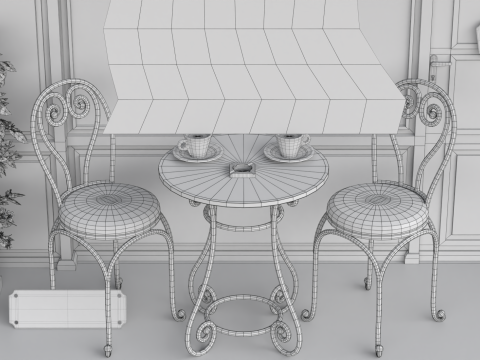 French Sidewalk Cafe 3D 模型