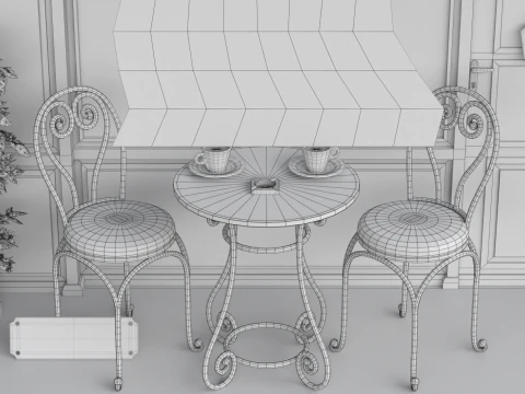 French Sidewalk Cafe 3D Model