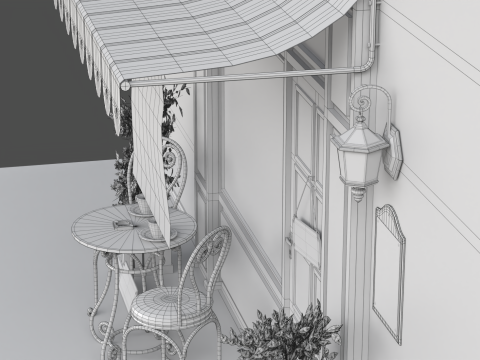 French Sidewalk Cafe 3D 模型