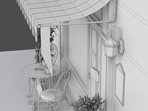 French Sidewalk Cafe 3D Model
