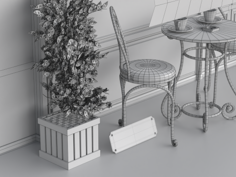 French Sidewalk Cafe 3D 模型