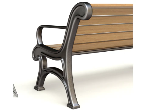 Park Set with Bench Street Lamp and Litterbin 3D Model