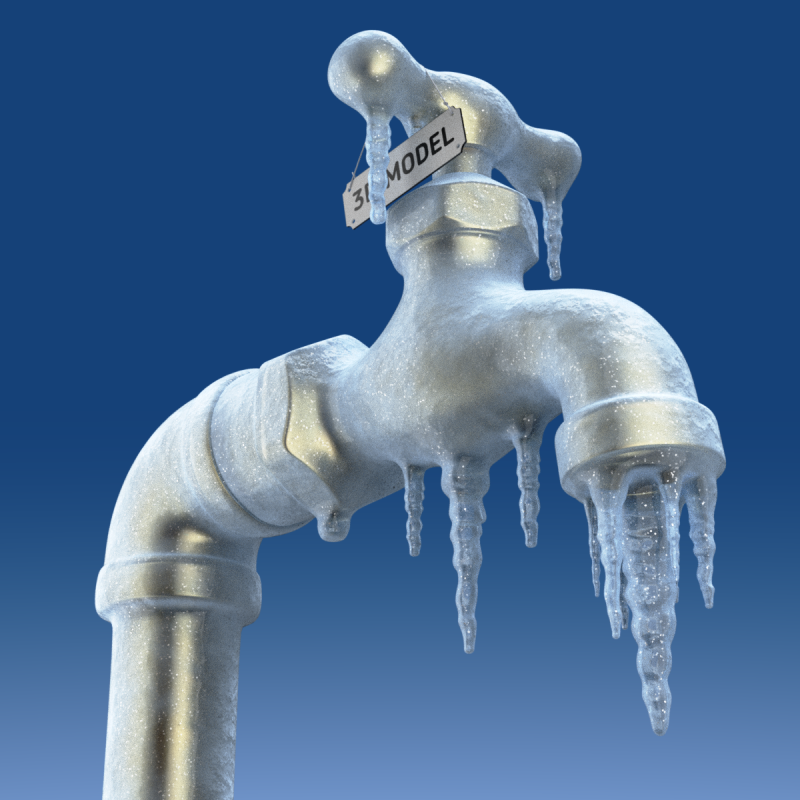 Frozen Faucet 3D Model .c4d .max .obj .3ds .fbx .stl .blend 