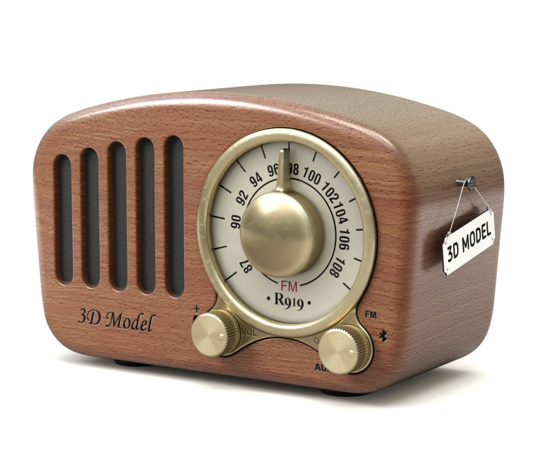 Retro Style Mini Radio 3D Модель .c4d .max .obj .3ds .fbx .stl .blend 