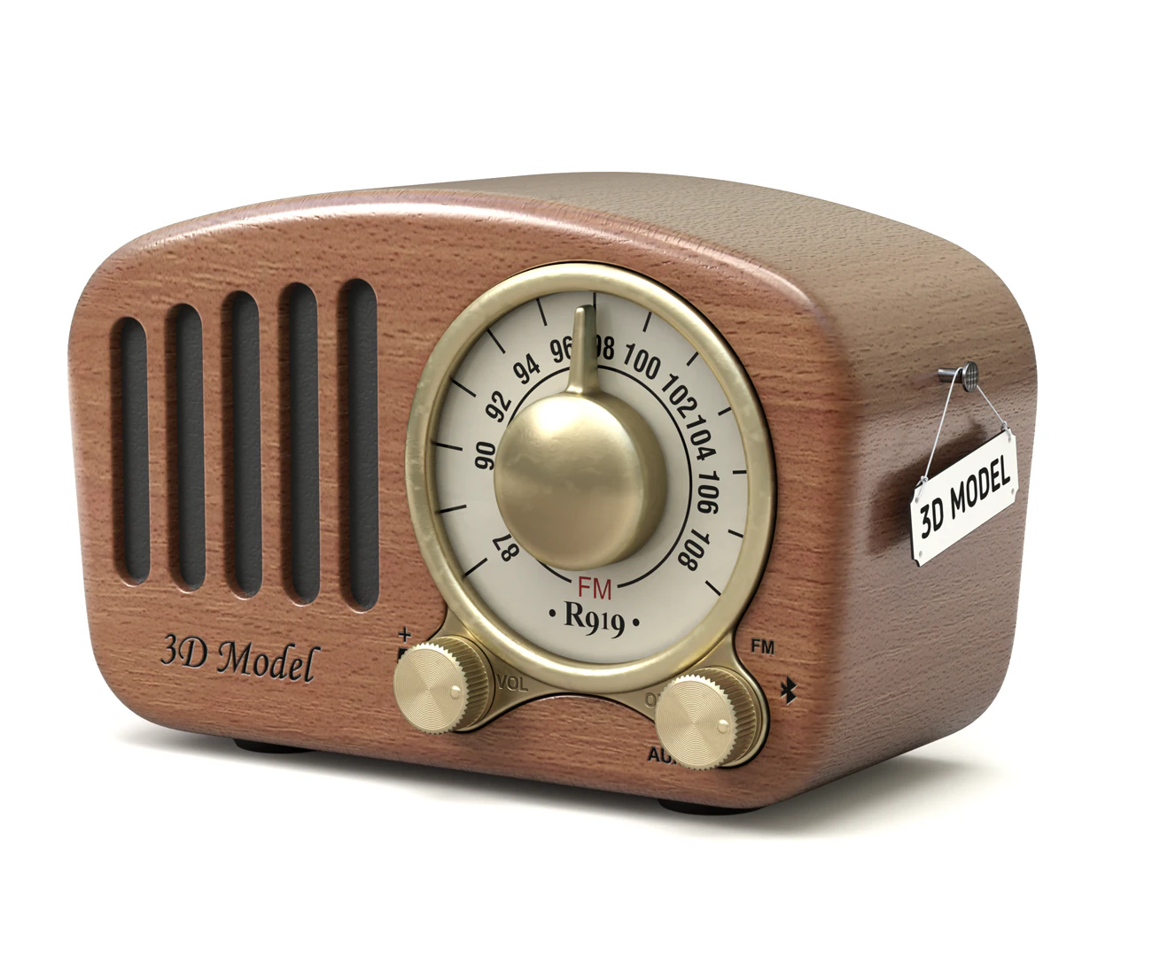 Retro Style Mini Radio 3D Model .c4d .max .obj .3ds .fbx .stl .blend 