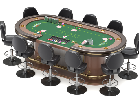 Poker Table Set 3D 模型