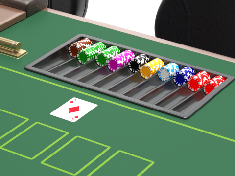 Poker Table Set 3D 模型