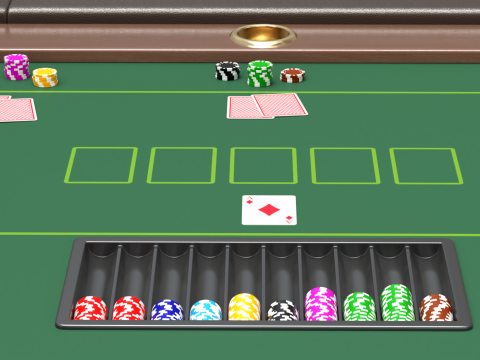 Poker Table Set 3D 模型