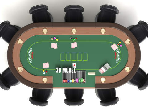 Poker Table Set 3D 模型