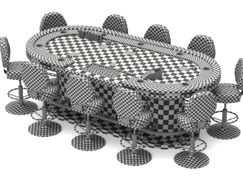 Poker Table Set 3D 模型