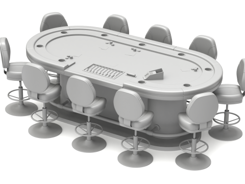 Poker Table Set 3D 模型