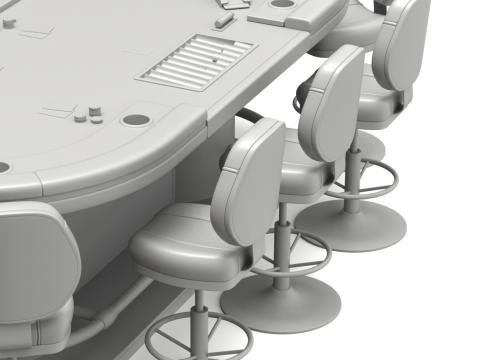 Poker Table Set 3D 模型