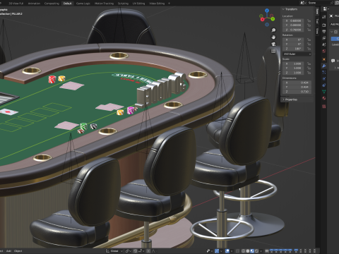 Poker Table Set 3D 模型