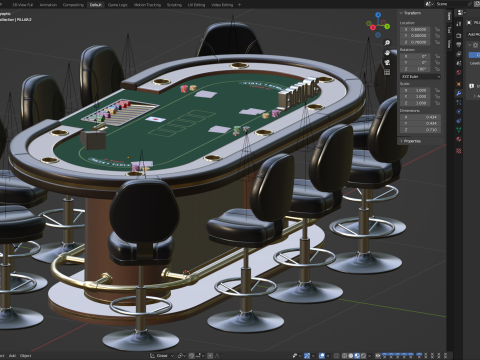 Poker Table Set 3D 模型