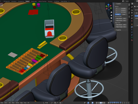 Poker Table Set 3D 模型
