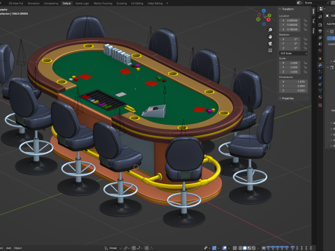 Poker Table Set 3D 模型
