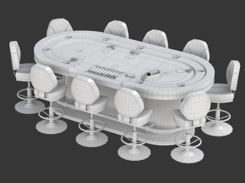 Poker Table Set 3D 模型