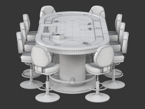Poker Table Set 3D 模型