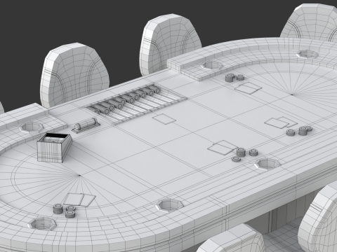 Poker Table Set 3D 模型