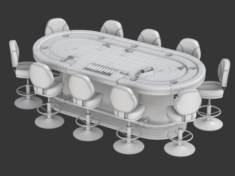 Poker Table Set 3D 模型