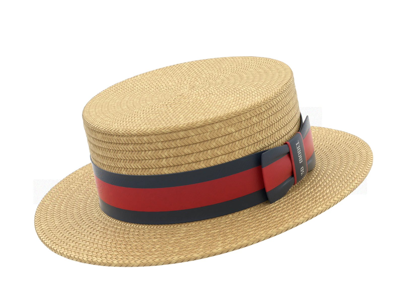 Boater Hat 3D Model .c4d .max .obj .3ds .fbx .stl .blend 