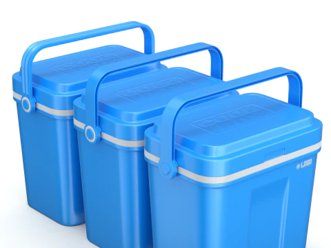 아이스팩이 포함된 쿨러 박스 3D 모델