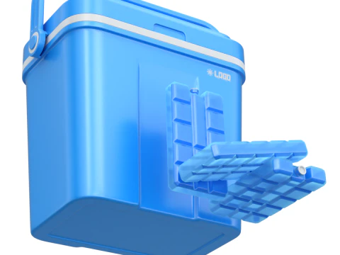 아이스팩이 포함된 쿨러 박스 3D 모델
