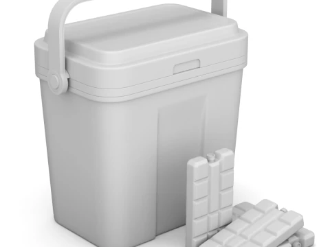 아이스팩이 포함된 쿨러 박스 3D 모델