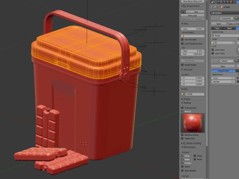 아이스팩이 포함된 쿨러 박스 3D 모델
