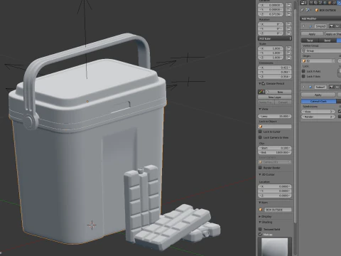 아이스팩이 포함된 쿨러 박스 3D 모델