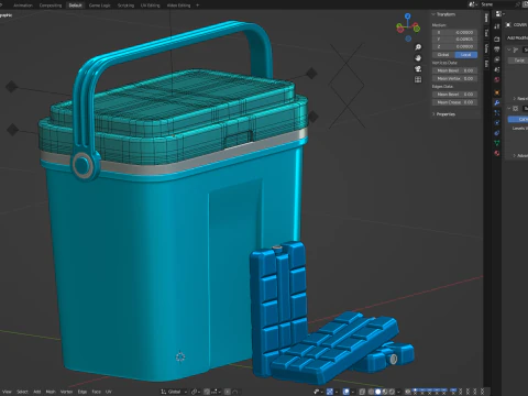 아이스팩이 포함된 쿨러 박스 3D 모델