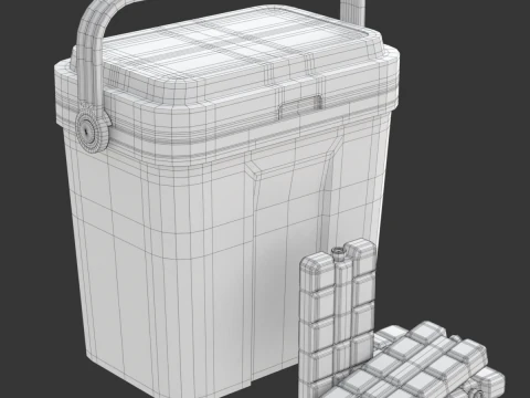 아이스팩이 포함된 쿨러 박스 3D 모델