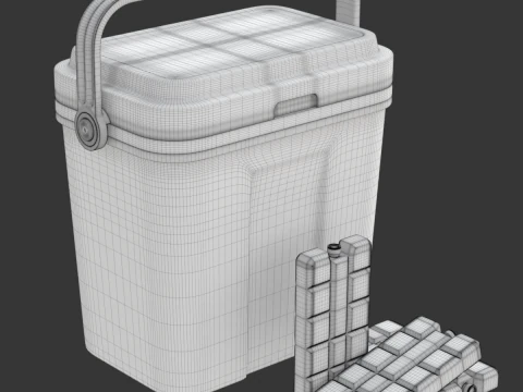 아이스팩이 포함된 쿨러 박스 3D 모델