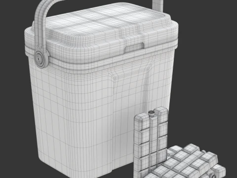아이스팩이 포함된 쿨러 박스 3D 모델