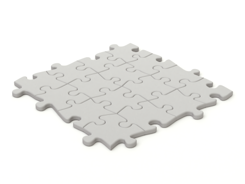 Repeatable jigsaw puzzle module with edge parts 3D Model
