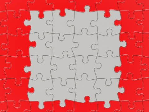 Repeatable jigsaw puzzle module with edge parts 3D Model