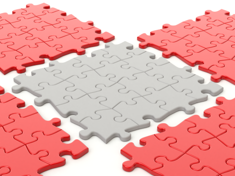 Repeatable jigsaw puzzle module with edge parts 3D Model