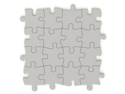 Repeatable jigsaw puzzle module with edge parts 3D Model