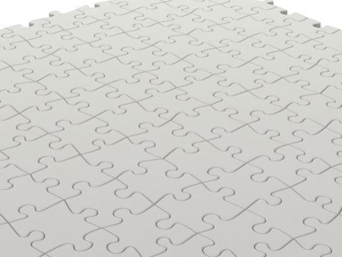 Repeatable jigsaw puzzle module with edge parts 3D Model