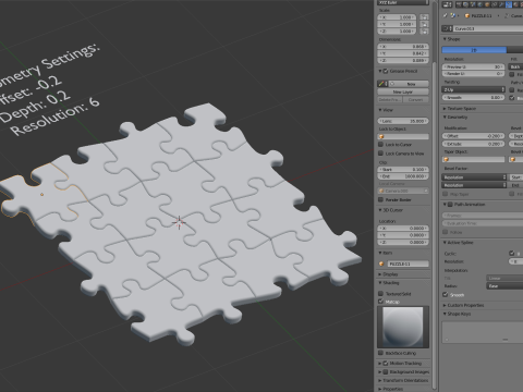 Repeatable jigsaw puzzle module with edge parts 3D Model