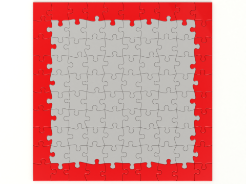 Repeatable jigsaw puzzle module with edge parts 3D Model