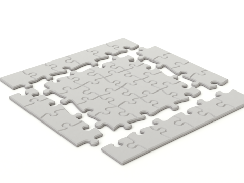 Repeatable jigsaw puzzle module with edge parts 3D Model