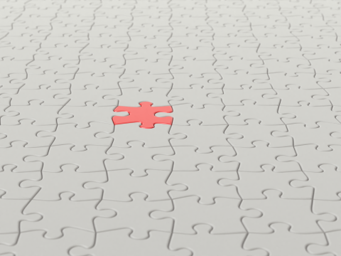Repeatable jigsaw puzzle module with edge parts 3D Model
