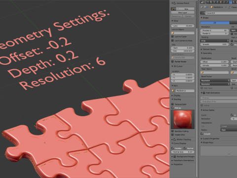 Repeatable jigsaw puzzle module with edge parts 3D Model