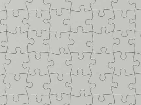 Repeatable jigsaw puzzle module with edge parts 3D Model