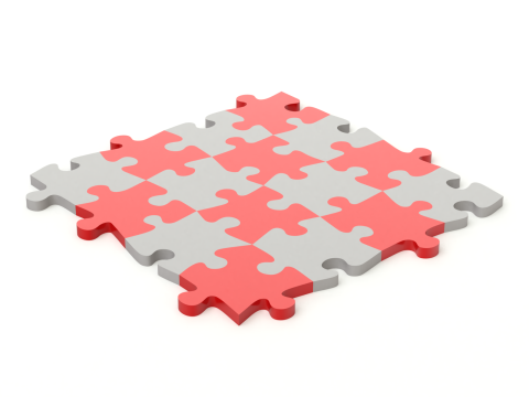 Repeatable jigsaw puzzle module with edge parts 3D Model