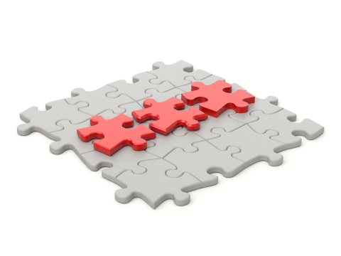 Repeatable jigsaw puzzle module with edge parts 3D Model